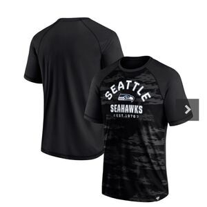 COPY - Men's Seattle Seahawks Fanatics Blackout Hail Mary Raglan T-Shirt XL NWOT
